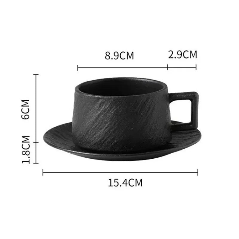 Ceramic Coffee Mug With Saucer 4 in 6 in Everyday Use Drinking Set Stylish Minimalist Design | Thomler