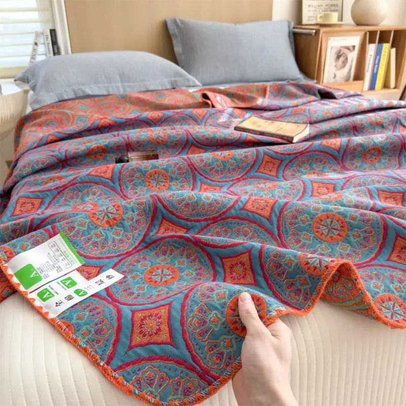 Triple-Layer Breathable Throw Blanket – 100% Pure Cotton Gauze Weave for Couch, Bed & Travel – Year-Round Comfort | Thomler