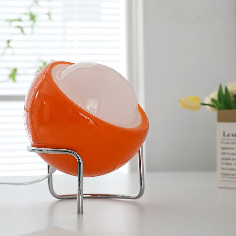 Table Lamp Glass Sphere 21.0 cm Orange Bedroom Bedside Ambient LED Lighting Retro Modern | Thomler