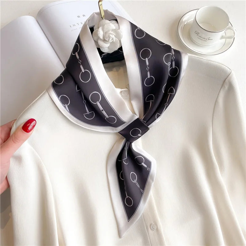 Equestrian Animal Print Skinny Neck Scarf for Women Satin Ribbon Bandana Hair Tie Wrist Wrap Accessory Multi-Use Fashion Scarf Year-Round | Thomler