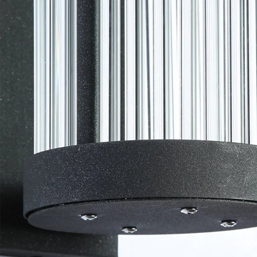 Fluted Glass Solar Outdoor Sconce with Ribbed Shade for Patio, Garage & Entryway Accent Lighting | Thomler
