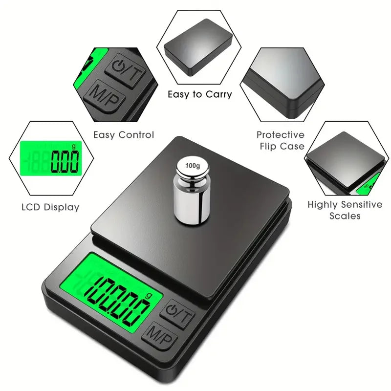 Digital Pocket Scale 1000g x 0.1g Precision Kitchen Food Jewelry Scale with Backlit LCD Display for Travel Weighing Grams Ounces | Thomler