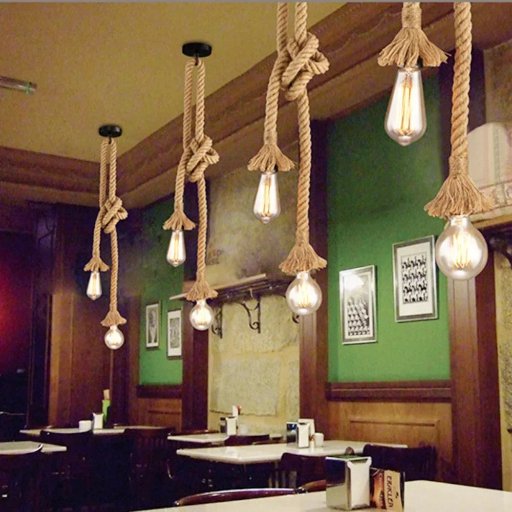 Pendant Light Rope E27 0.5 m Vintage Loft Dining Room Hanging Ceiling Lamp Industrial Rustic | Thomler