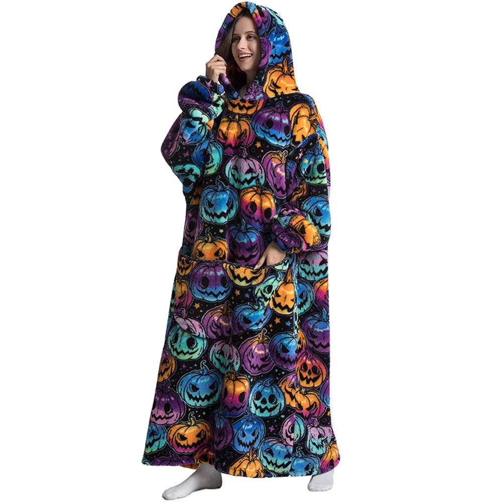 Oversized Wearable Throw with Sleeves – Ultra-Plush Hooded Wrap for All-Day Comfort – Sherpa Fleece Loungewear for Men & Women | Thomler