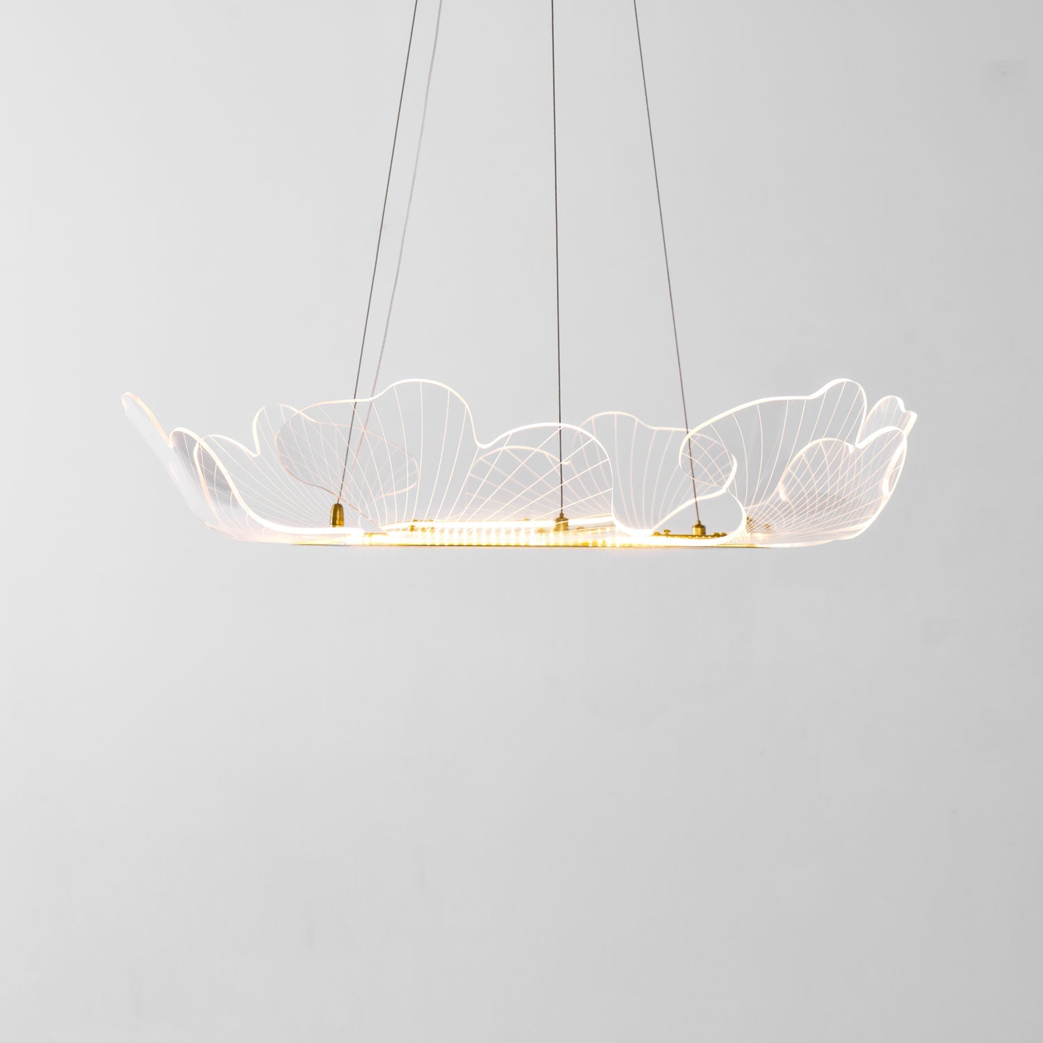 Metal Leaf Ceiling Light 26.7 in Round Gold Office Living Room Kitchen Fixture Adjustable LED | Thomler
