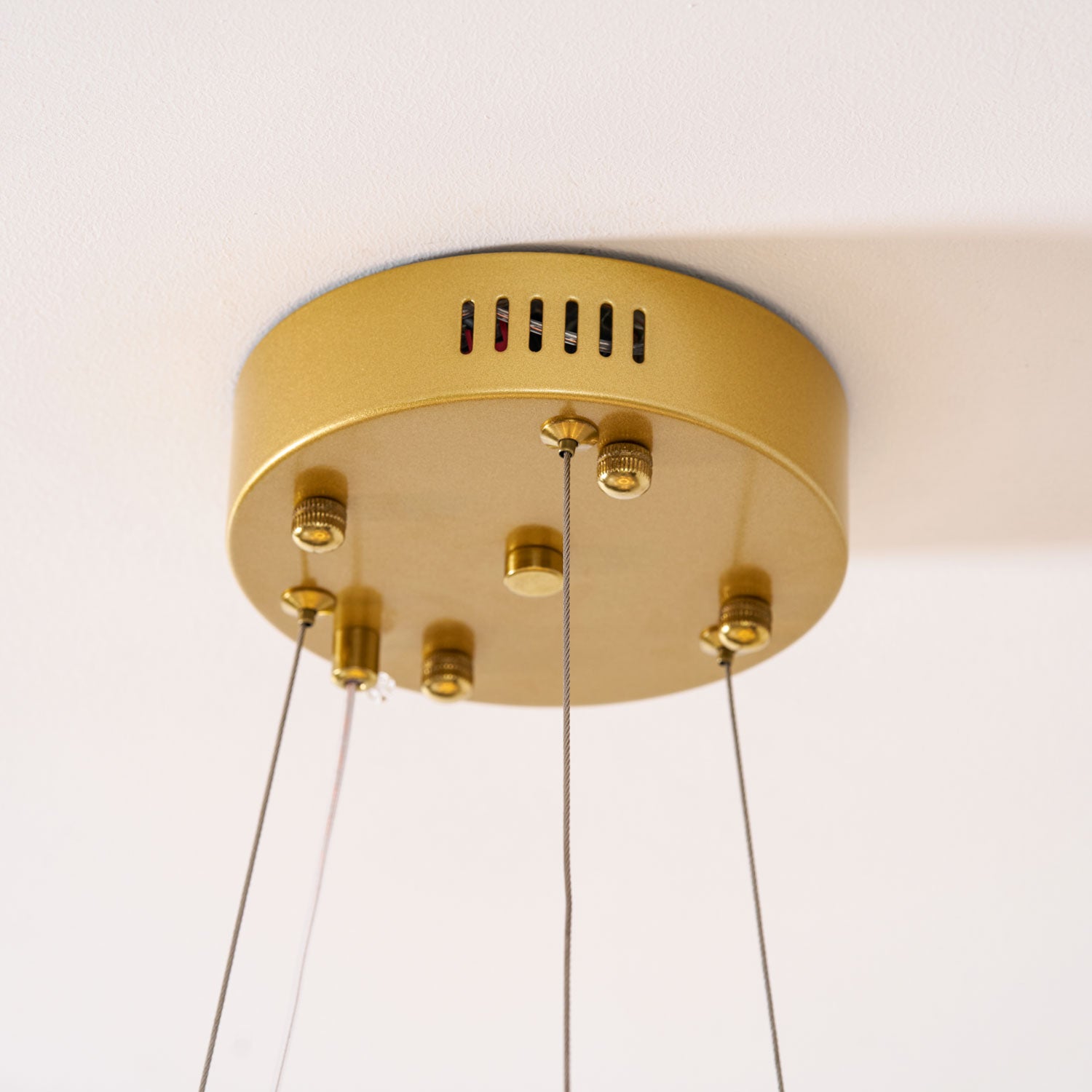 Metal Leaf Ceiling Light 26.7 in Round Gold Office Living Room Kitchen Fixture Adjustable LED | Thomler