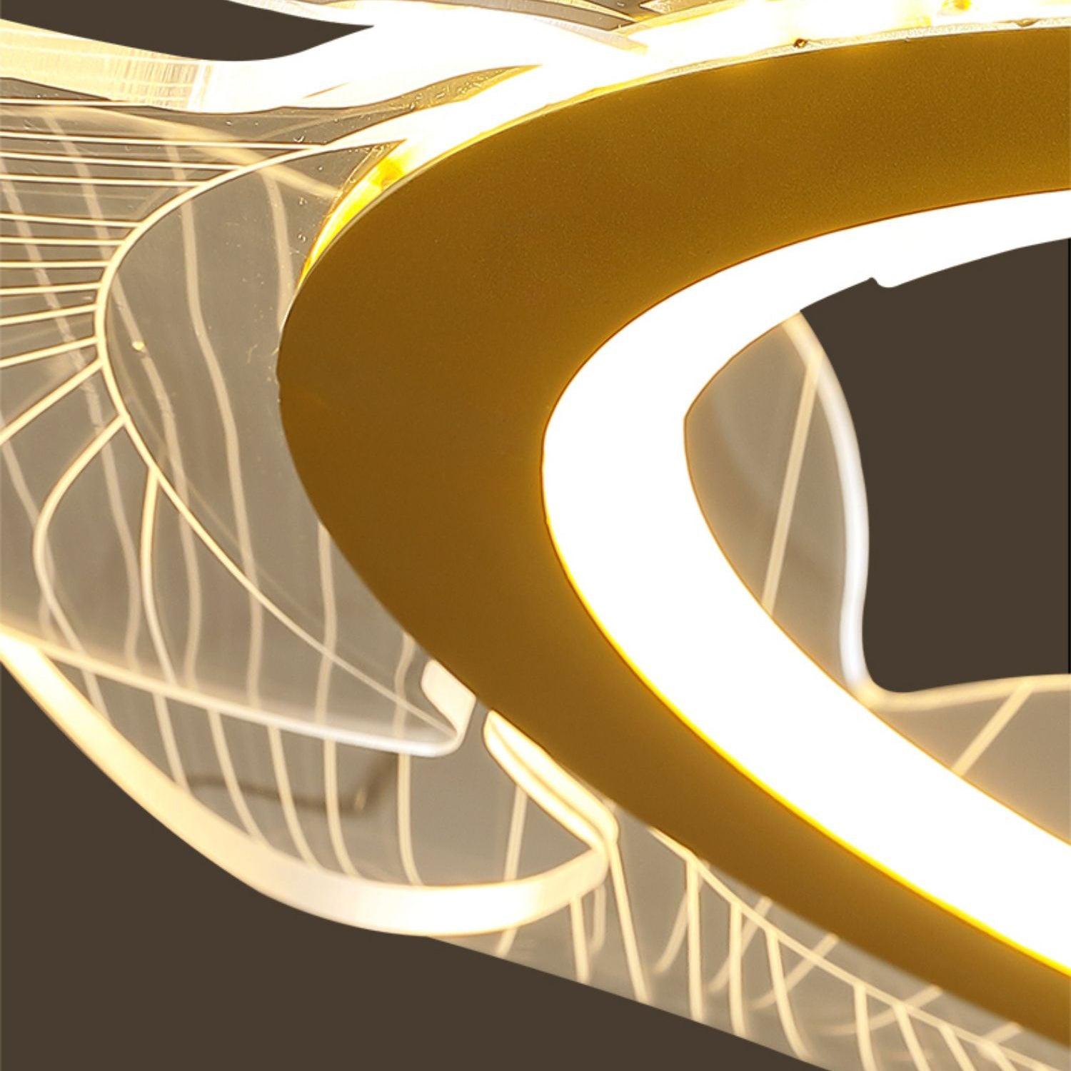 Metal Leaf Ceiling Light 26.7 in Round Gold Office Living Room Kitchen Fixture Adjustable LED | Thomler