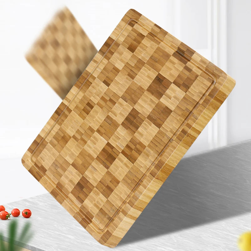 Reversible Bamboo Cutting Board with Drip Groove for Meat, Vegetables & Fruit – Butcher Block Surface | Thomler