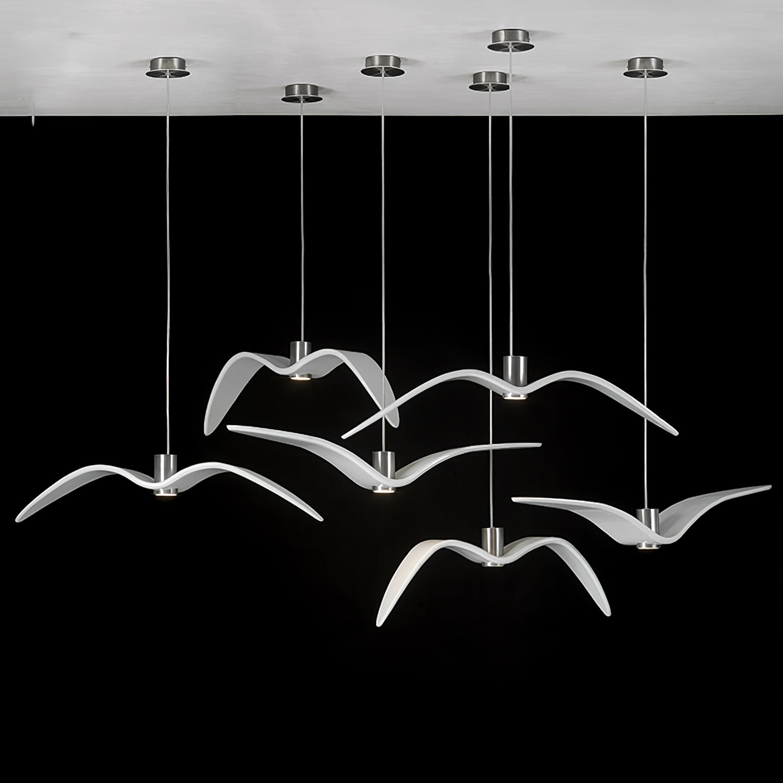 Pendant Light Resin LED 40.0 cm Black Dining Room Bird Ceiling Hanging Lamp Adjustable Cable Modern Scandinavian | Thomler