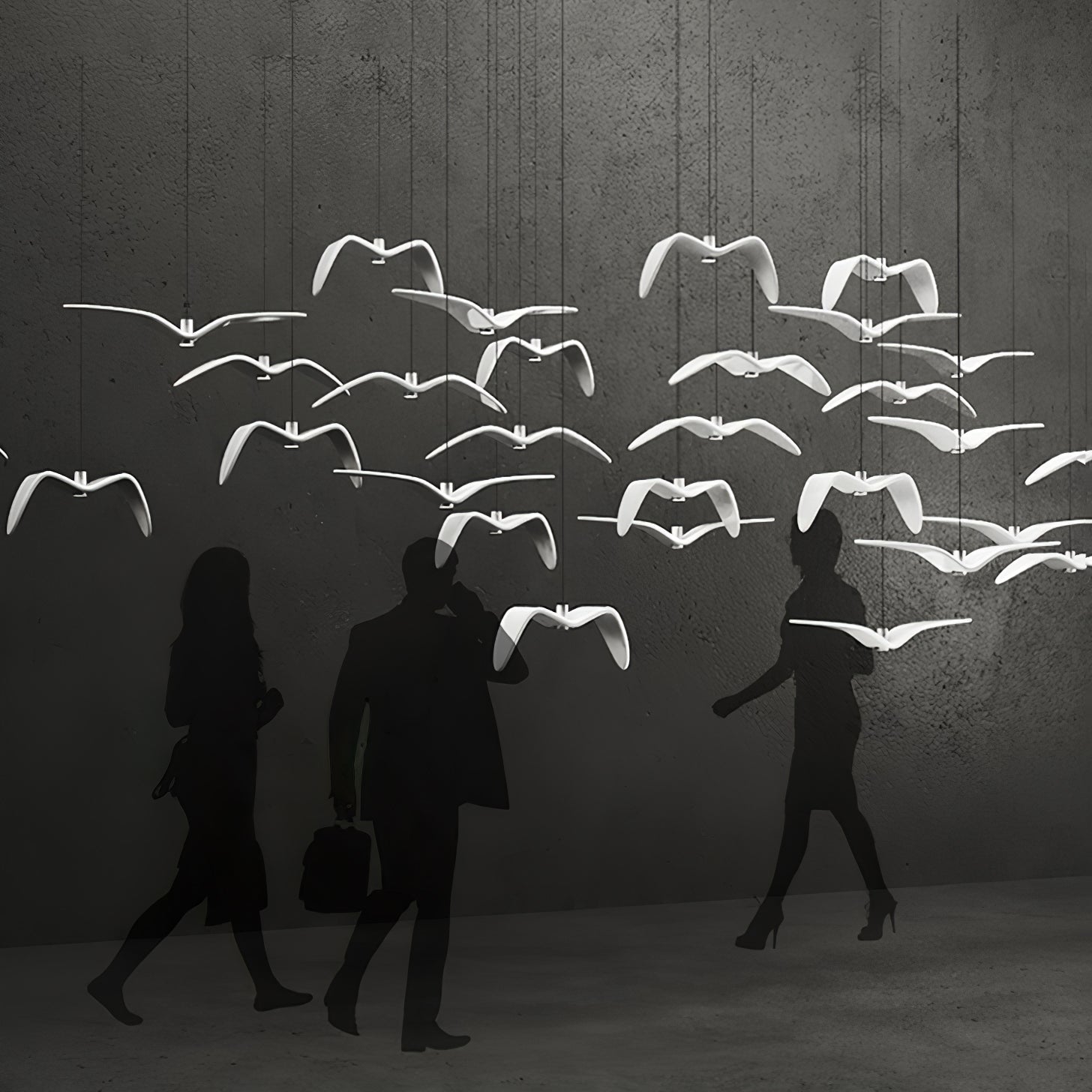 Pendant Light Resin LED 40.0 cm Black Dining Room Bird Ceiling Hanging Lamp Adjustable Cable Modern Scandinavian | Thomler
