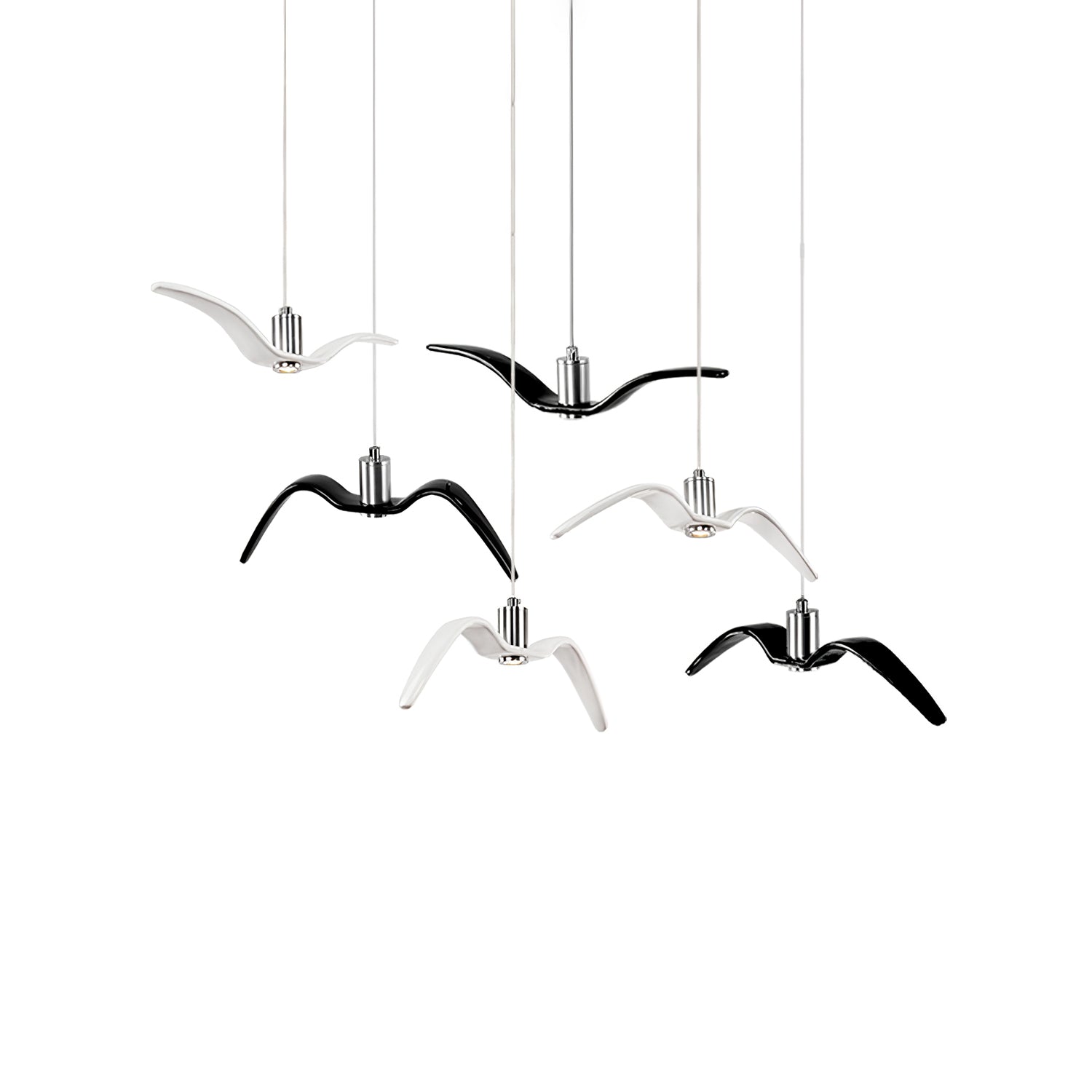 Pendant Light Resin LED 40.0 cm Black Dining Room Bird Ceiling Hanging Lamp Adjustable Cable Modern Scandinavian | Thomler