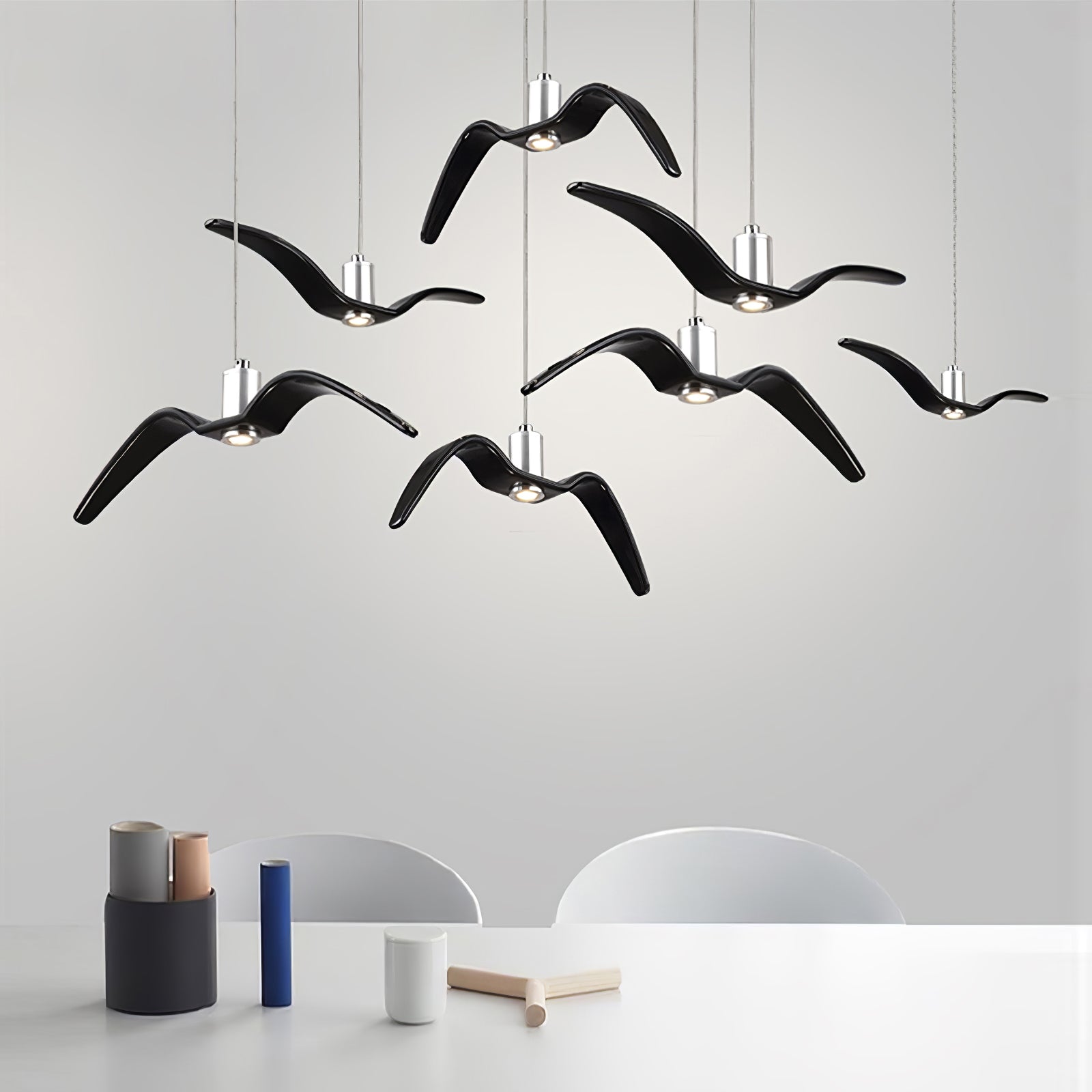 Pendant Light Resin LED 40.0 cm Black Dining Room Bird Ceiling Hanging Lamp Adjustable Cable Modern Scandinavian | Thomler