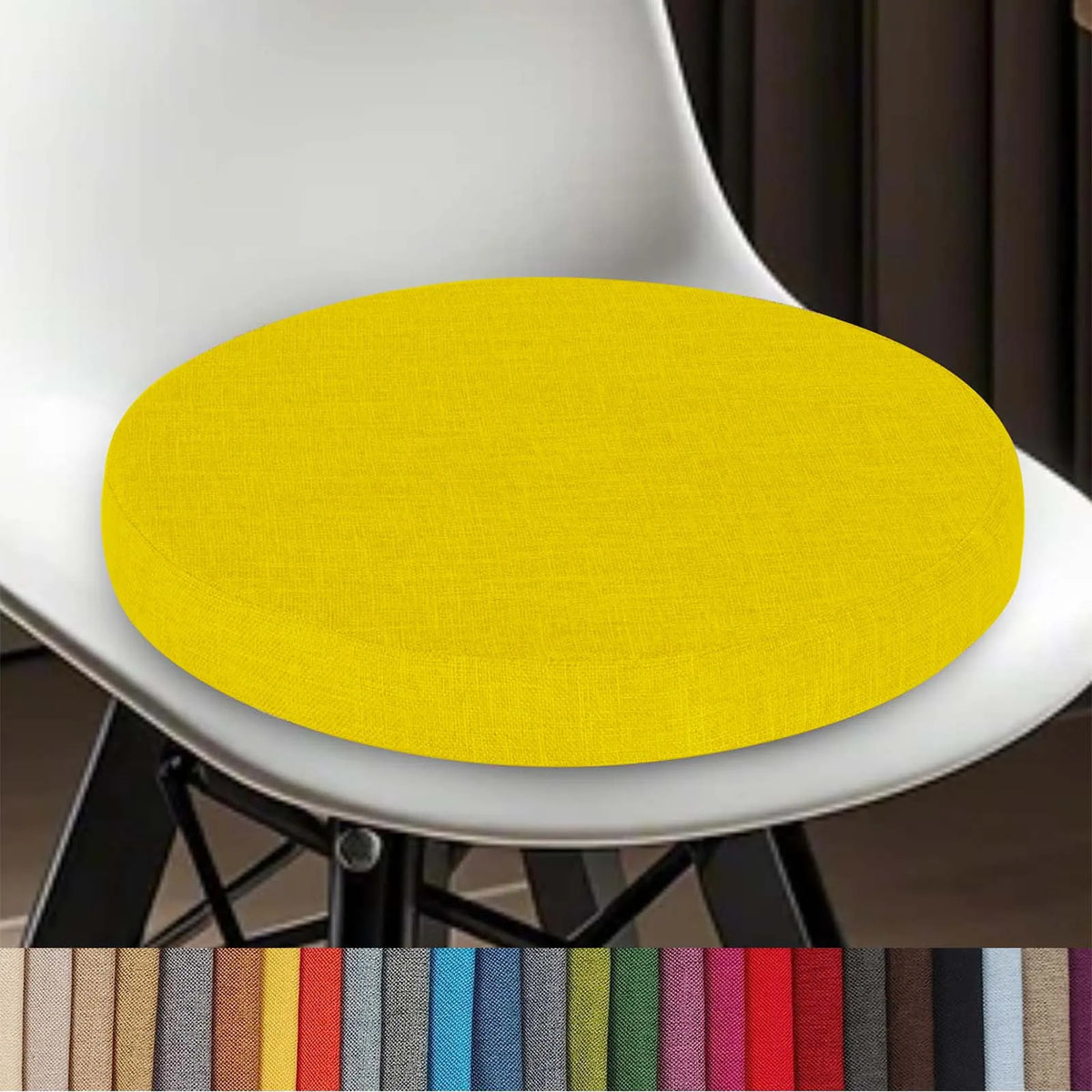 Round Seat Pad with Zipper – Machine-Washable Cotton-Blend Stool Cushion for Kitchen, Dining, Bar & Office Chairs | Thomler