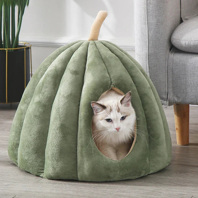 Enclosed Cat Cave Bed – Soft Plush Indoor Hideaway for Cats | Winter Cozy Pet Den with Washable Cover for Small to Medium Cats | Warm | Thomler