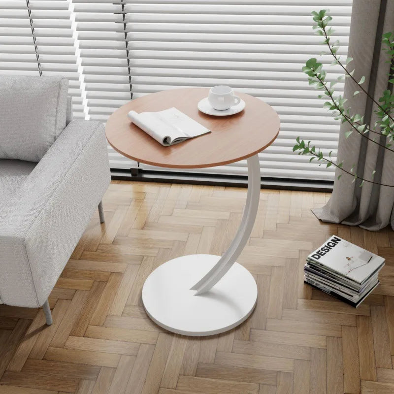 Circular Side Table with Wood Top & Metal Base – Space-Saving Accent for Living Room & Bedroom | Thomler