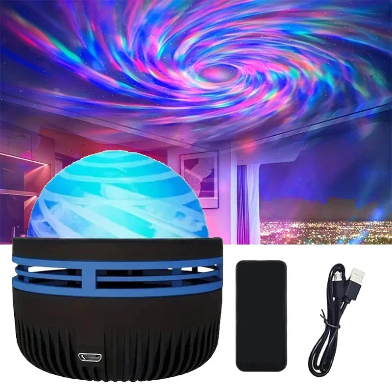 Aurora Light Projector with Music Sync & Remote Control - RGB Mood Lighting Galaxy Starfield Display - Rechargeable Cordless Portable | Thomler