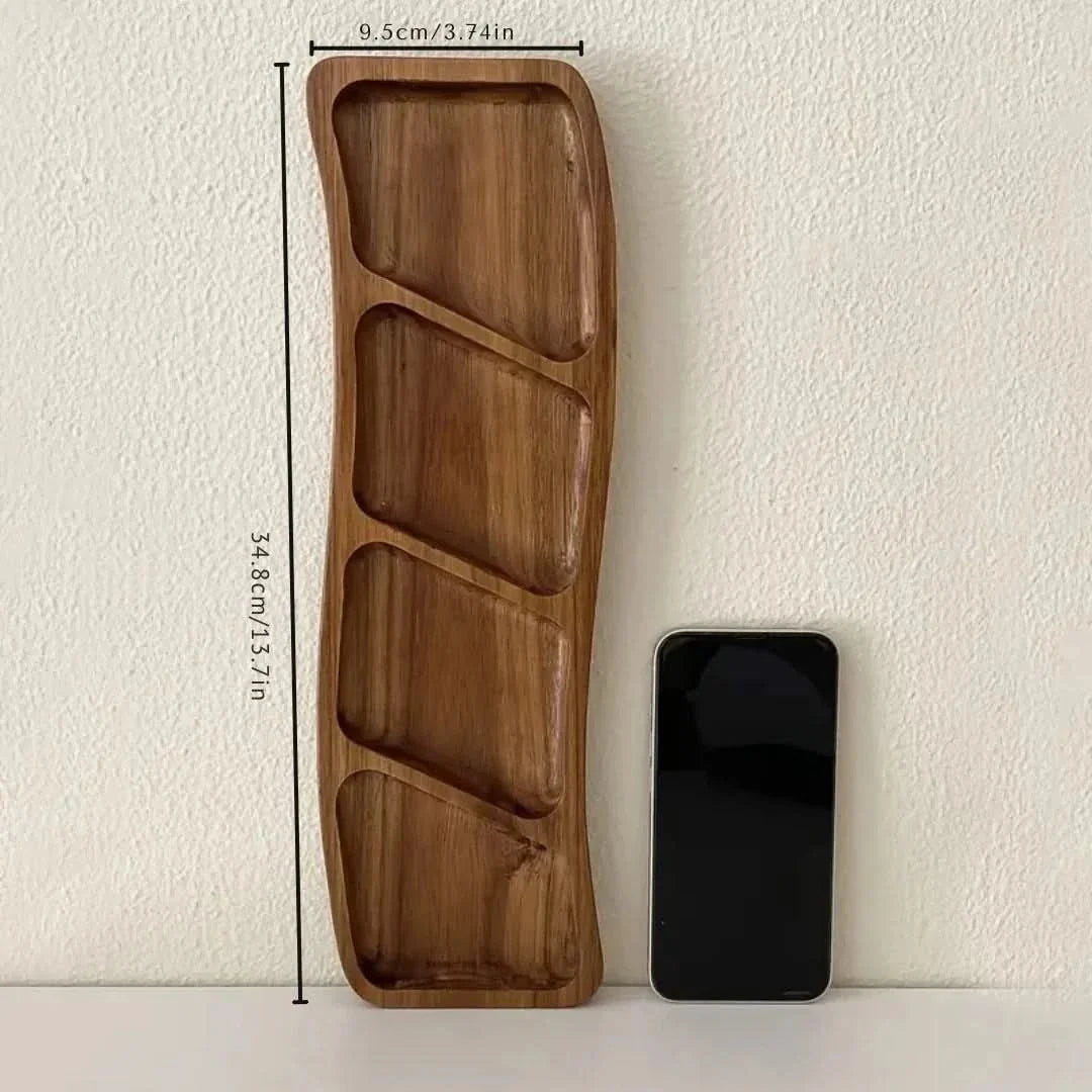 Divided Wood Appetizer Board for Cheese Nuts Snacks 3 or 4 Compartments Natural Finish Entertaining Platter | Thomler