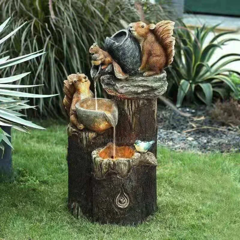 Solar-Powered Duck & Squirrel Garden Statue with LED Lights – Weather-Resistant Resin Outdoor Figurine for Patio & Yard Decor | Thomler