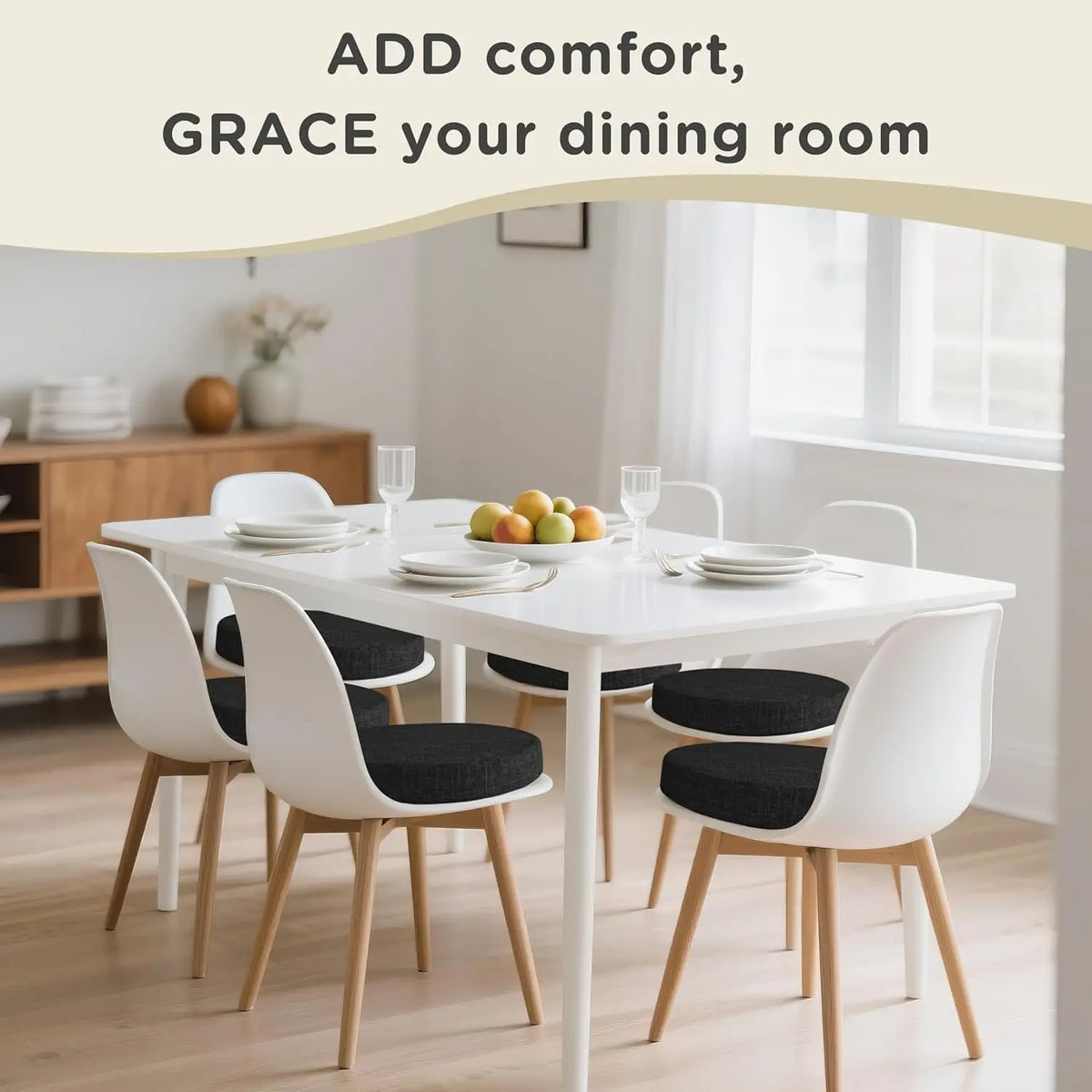 Round Seat Pad with Zipper – Machine-Washable Cotton-Blend Stool Cushion for Kitchen, Dining, Bar & Office Chairs | Thomler