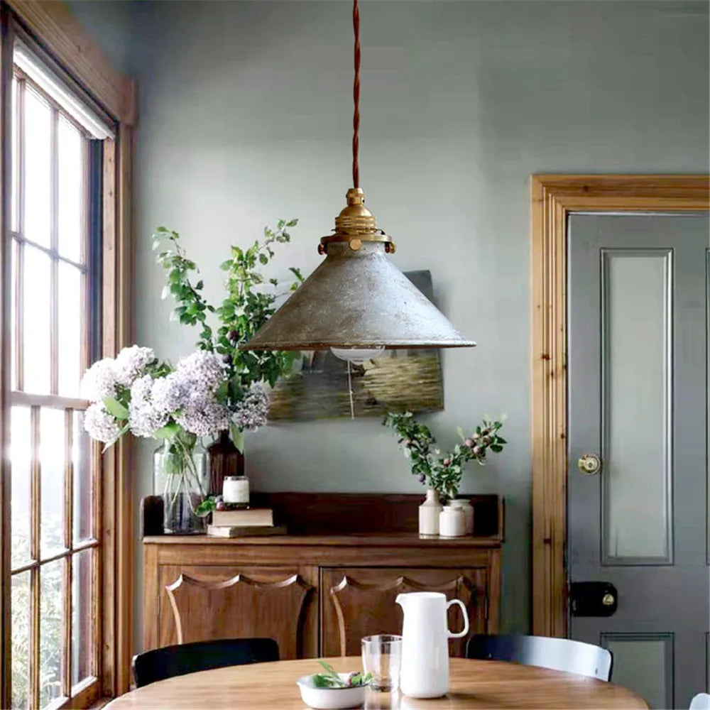 Pendant Light Iron 13.8 in Blue Adjustable Kitchen Island Dining Industrial Vintage Hanging Ceiling Lamp | Thomler