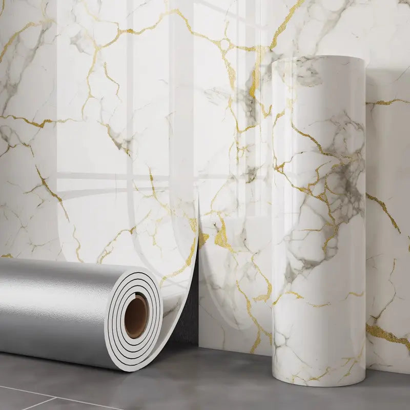Decorative Film PVC Marble Effect 40.0 cm x 300.0 cm Grey Kitchen Countertop Furniture Wall Covering Self Adhesive Matte Wrap | Thomler