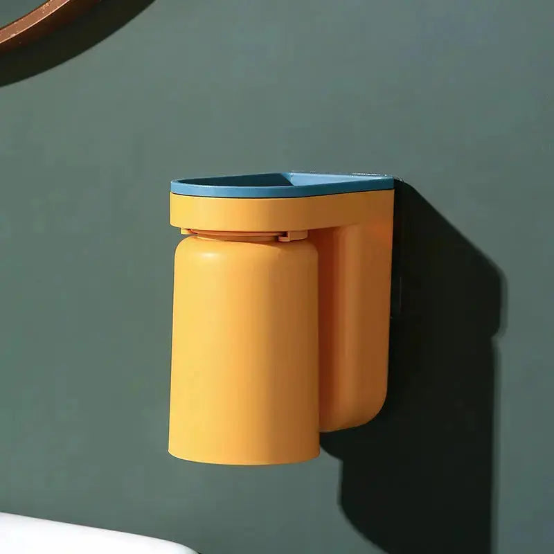 Toothbrush Holder ABS Plastic 12.5 cm Self Adhesive Bathroom Wall Mounted Organiser Toothpaste Cup Storage Set Of 2 | Thomler