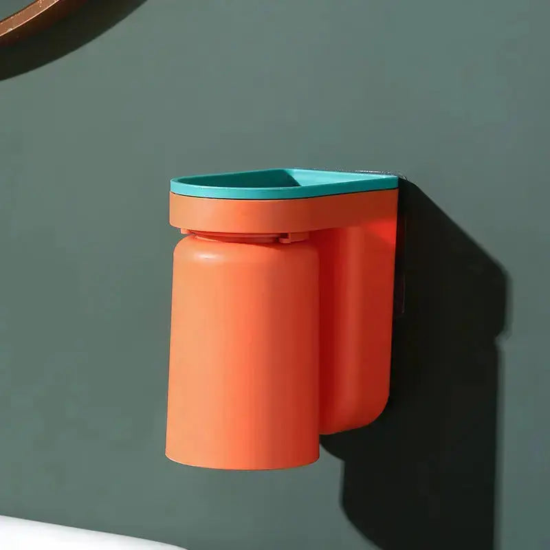 Toothbrush Holder ABS Plastic 12.5 cm Self Adhesive Bathroom Wall Mounted Organiser Toothpaste Cup Storage Set Of 2 | Thomler