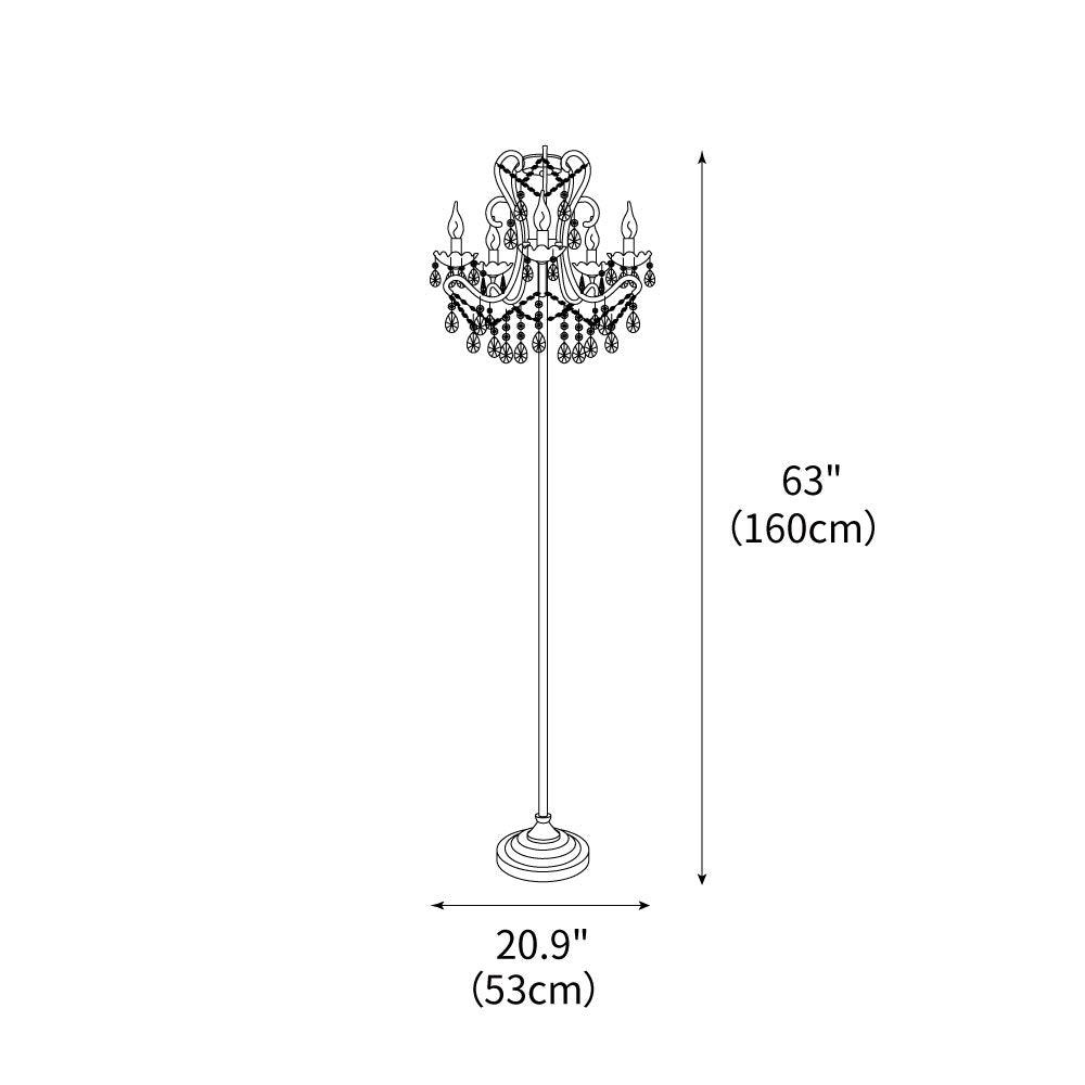 Floor Lamp Iron 20.9 in Crystal Retro White Gold Living Room Accent Lighting Decorative Stand | Thomler