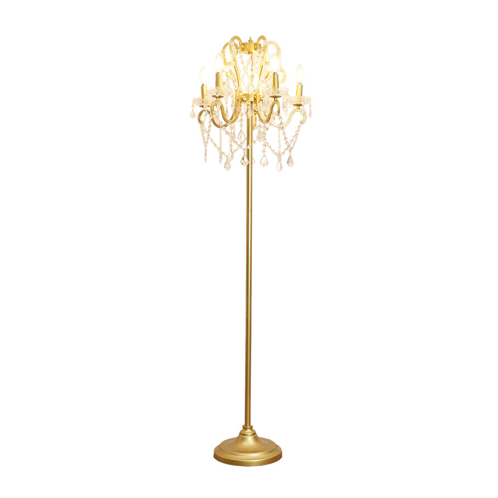 Floor Lamp Iron 20.9 in Crystal Retro White Gold Living Room Accent Lighting Decorative Stand | Thomler