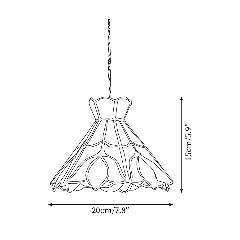 Pendant Light Stained Glass 7.8 in Pink Beige Floral Dining Room Hanging Lamp Decorative Ceiling Fixture | Thomler