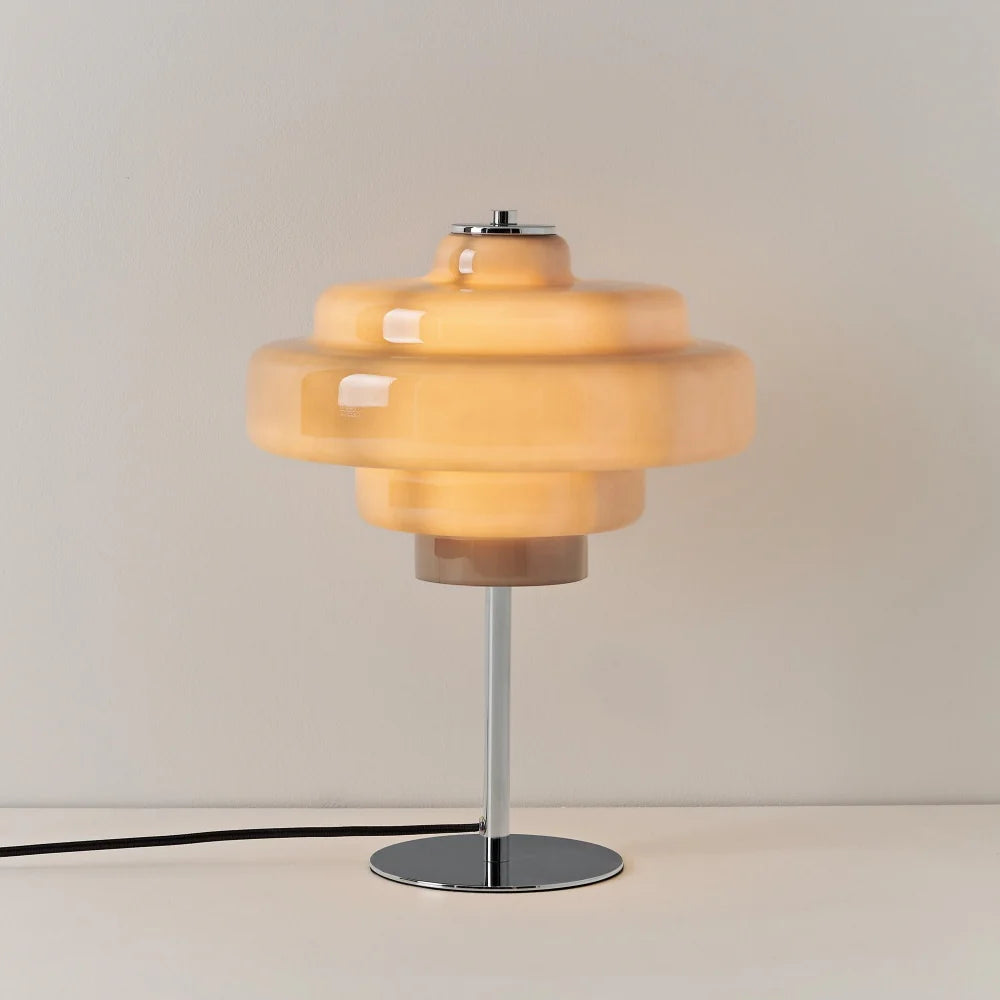 Table Lamp Glass 7.9 in Orange Bedroom Living Room Accent Light Modern Decorative Lighting | Thomler