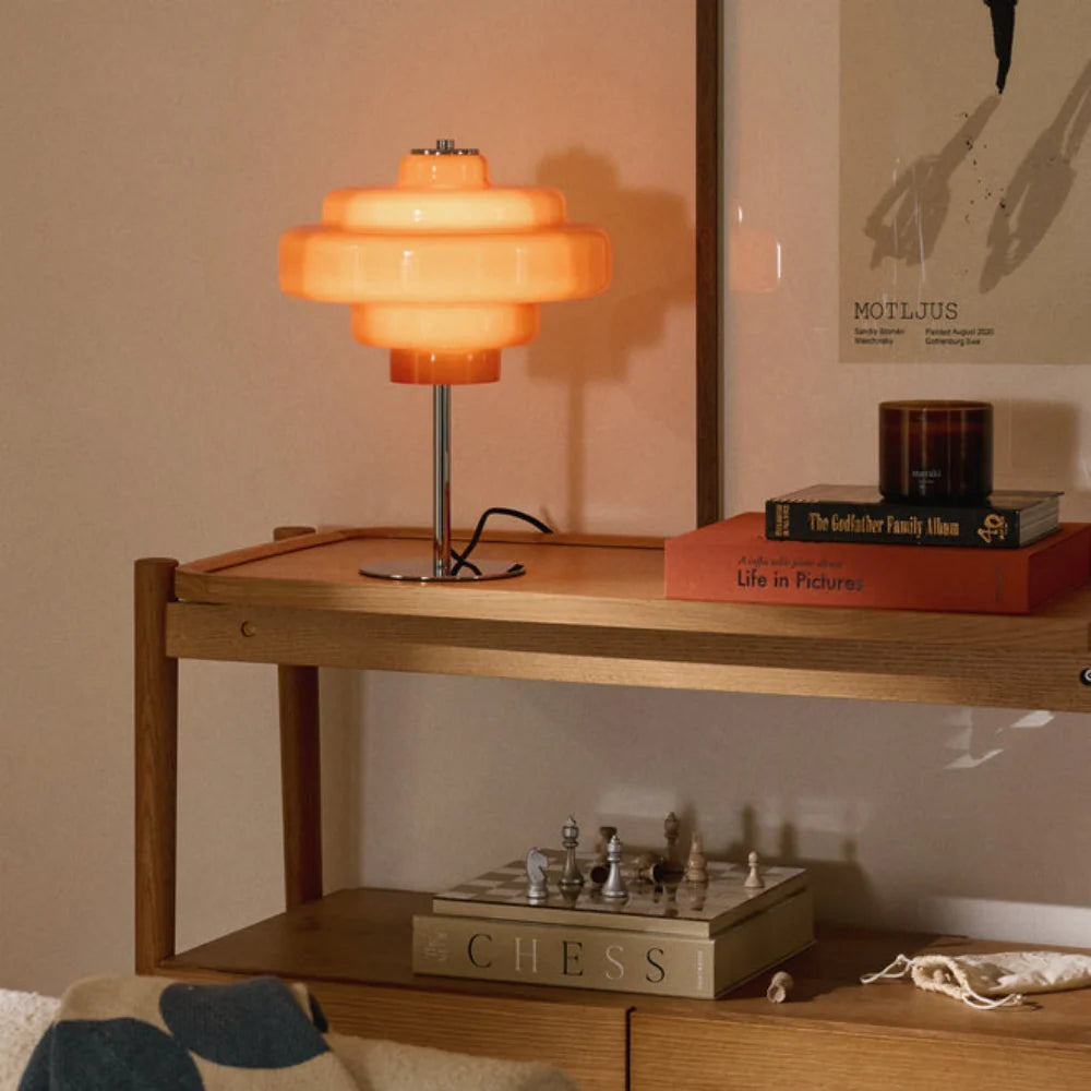 Table Lamp Glass 7.9 in Orange Bedroom Living Room Accent Light Modern Decorative Lighting | Thomler