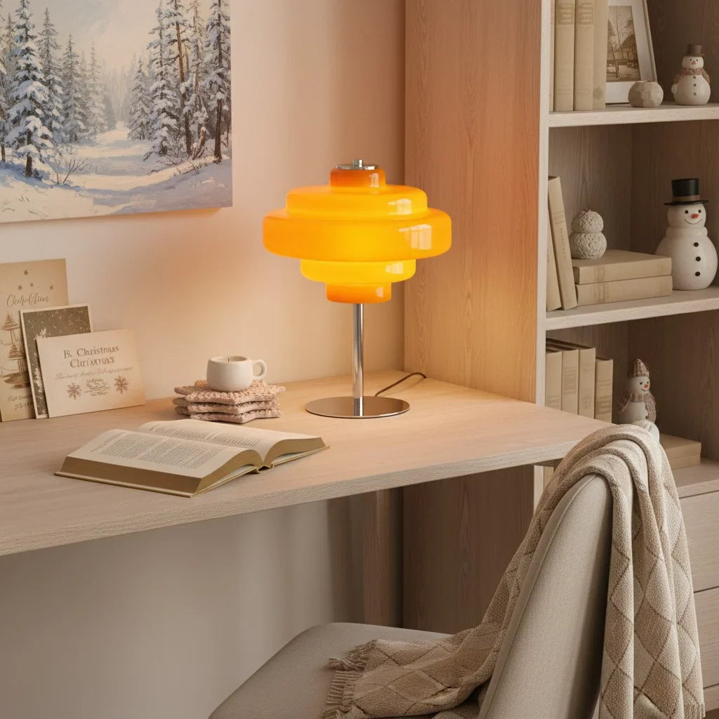 Table Lamp Glass 7.9 in Orange Bedroom Living Room Accent Light Modern Decorative Lighting | Thomler