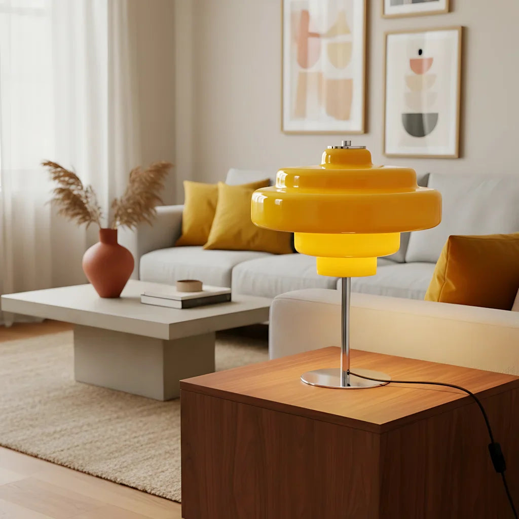 Table Lamp Glass 7.9 in Orange Bedroom Living Room Accent Light Modern Decorative Lighting | Thomler
