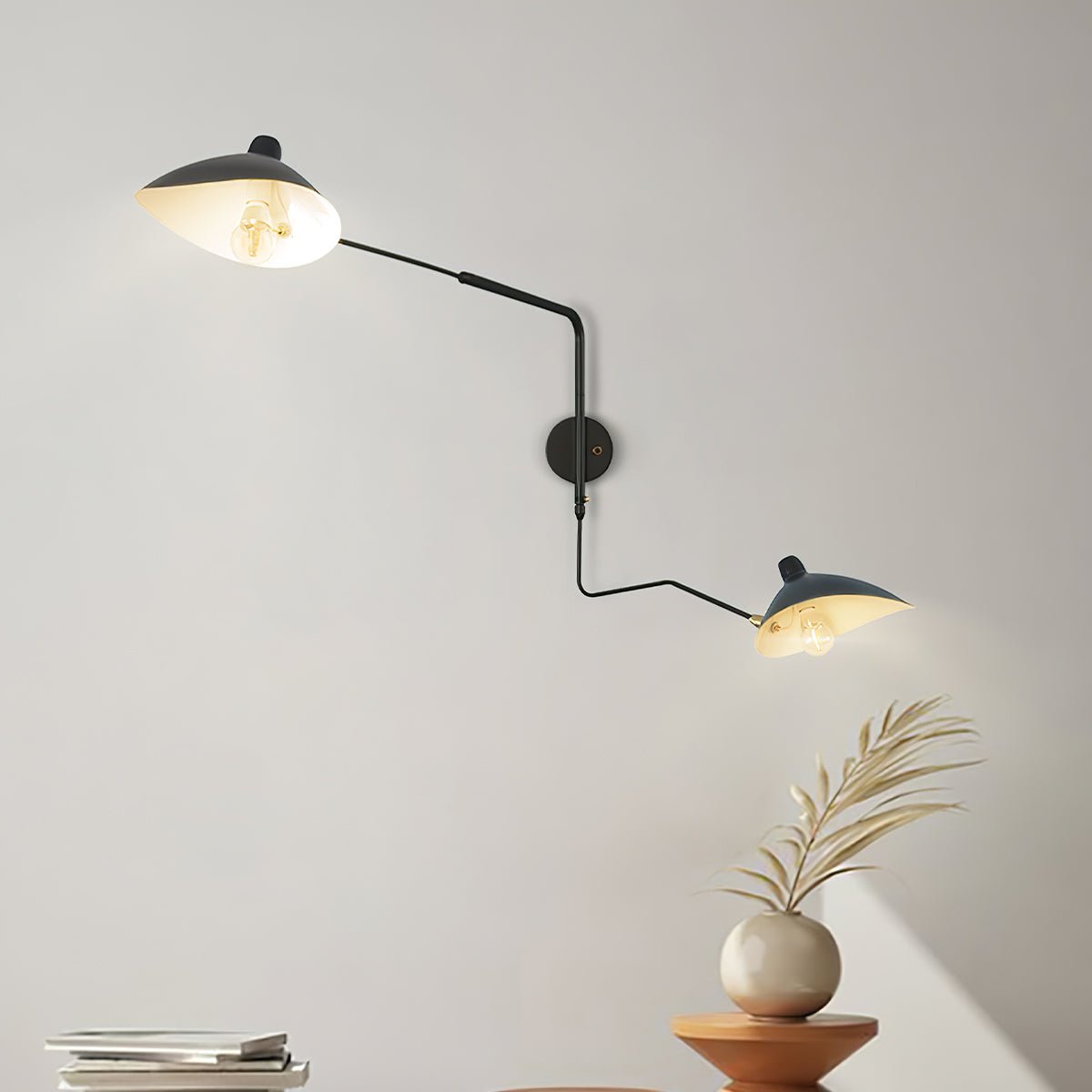 Articulated Arm Wall Sconce Black Mid-Century Modern Adjustable Swing Lamp for Living Room Bedroom Home Office Reading Light | Thomler