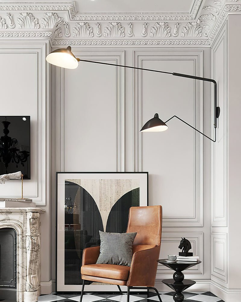 Articulated Arm Wall Sconce Black Mid-Century Modern Adjustable Swing Lamp for Living Room Bedroom Home Office Reading Light | Thomler