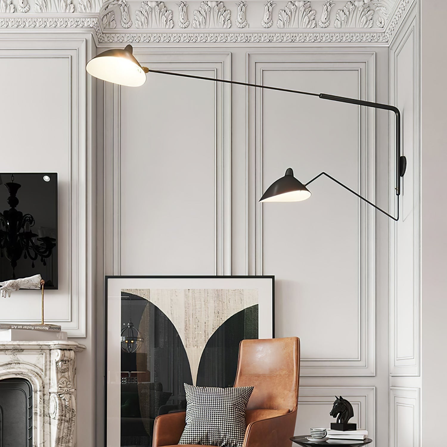 Articulated Arm Wall Sconce Black Mid-Century Modern Adjustable Swing Lamp for Living Room Bedroom Home Office Reading Light | Thomler