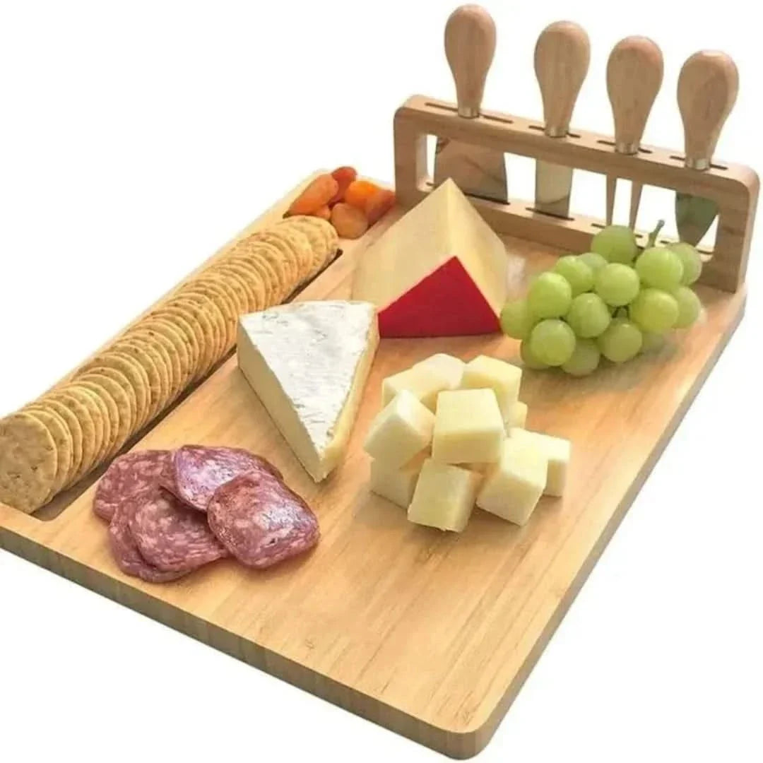 Bamboo Charcuterie Platter with Cutlery Storage and Carved Handles for Entertaining | Thomler