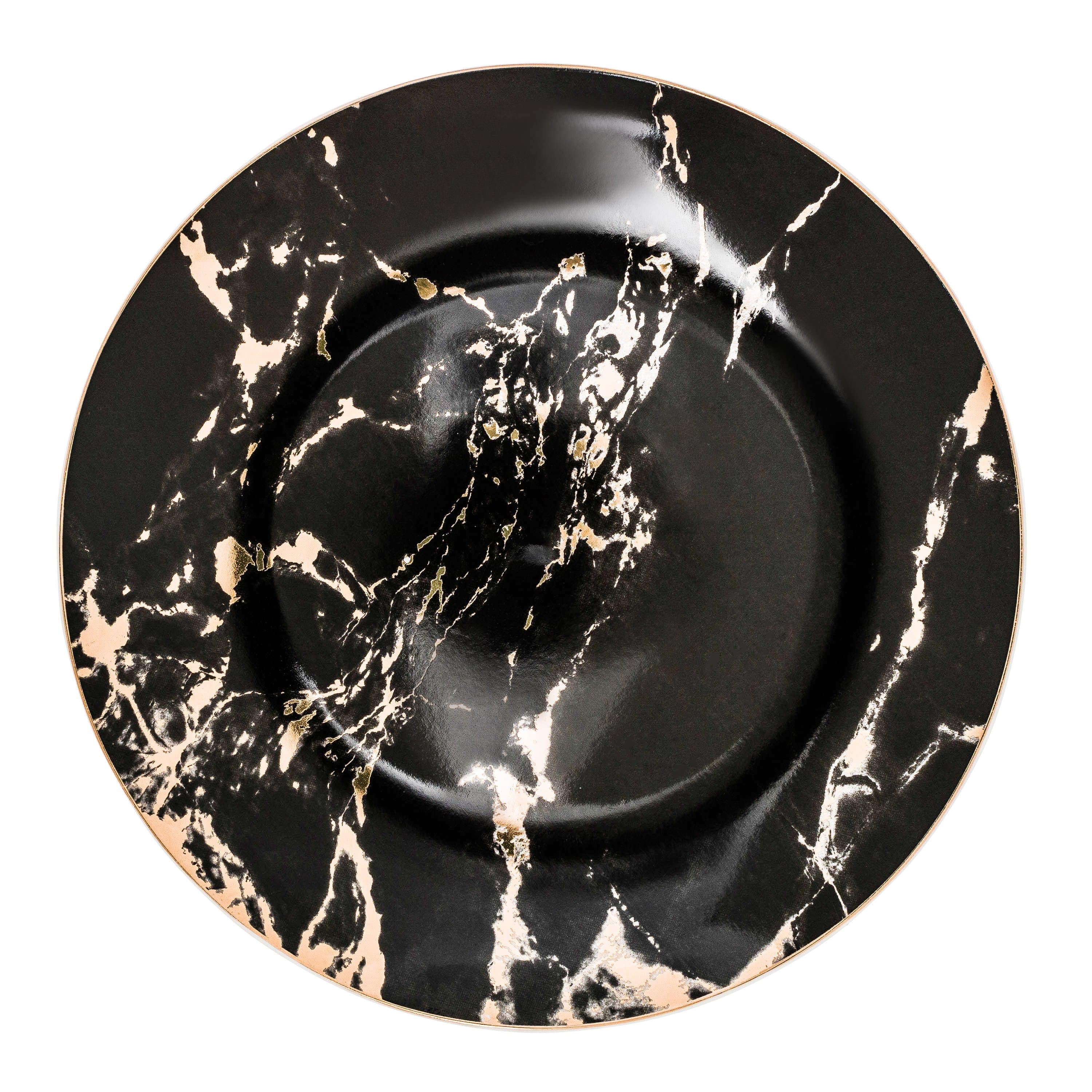 Dinner Plates Porcelain Marble Pattern 20.0 cm (7.9") Gold Rim Dining Table Dessert Salad Serving Tableware Set | Thomler