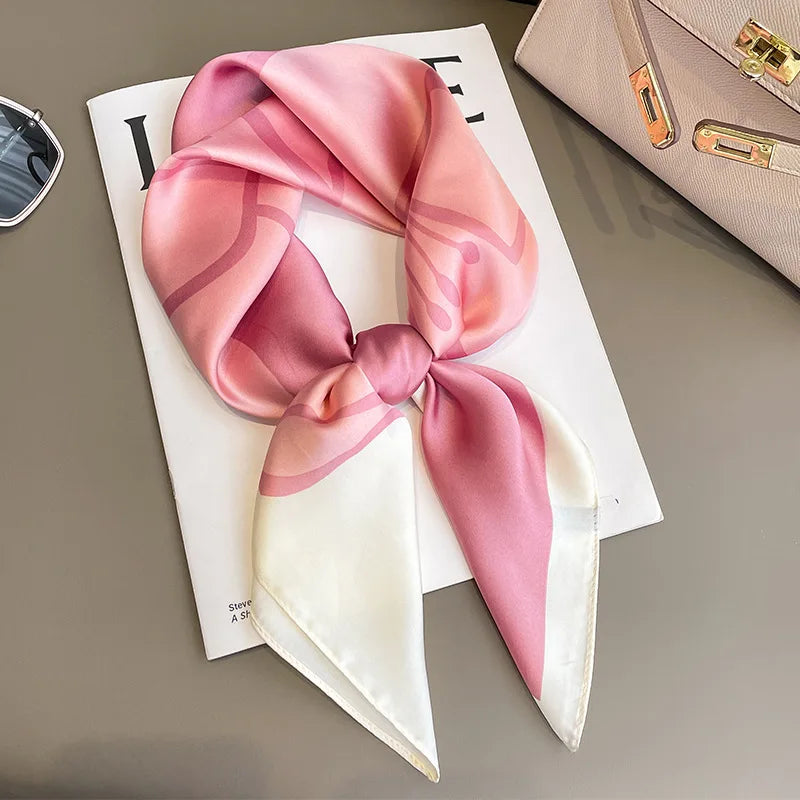 Silky Equestrian Print Square Scarf 27.5×27.5 in – Satin Neck Wrap Hair Tie Headband for Women | Thomler