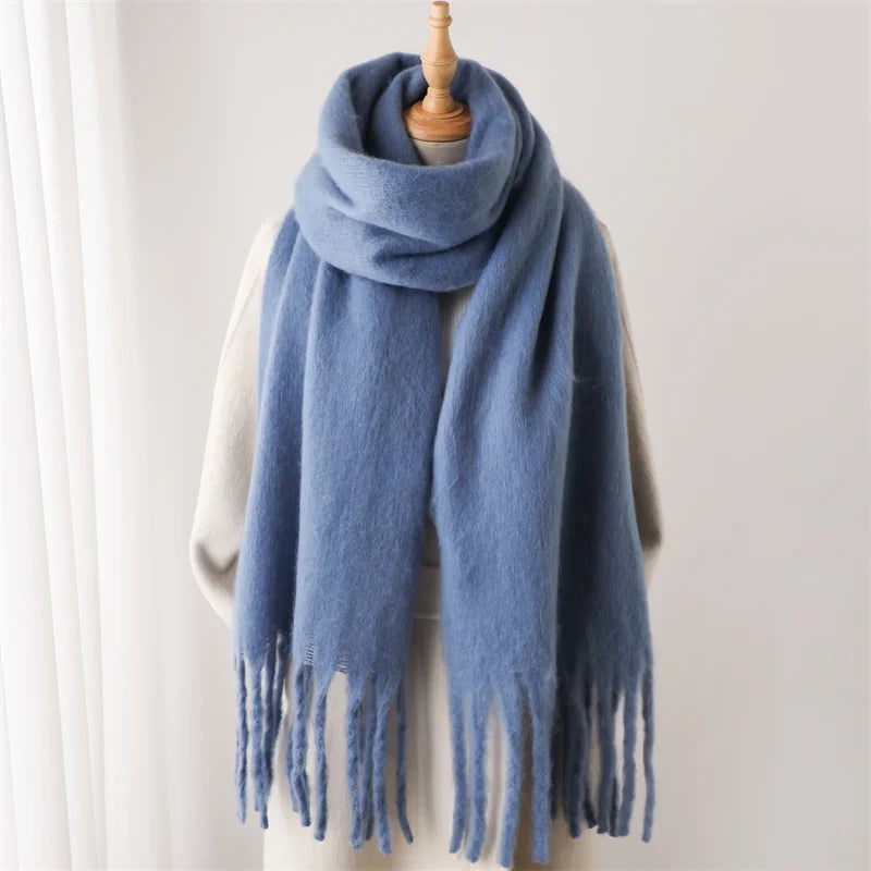 Oversized Cashmere-Feel Winter Scarf with Tassel Trim – Cozy Wrap for Cold Weather, Soft Knit Shawl for Fall & Winter, Stylish Fringed | Thomler