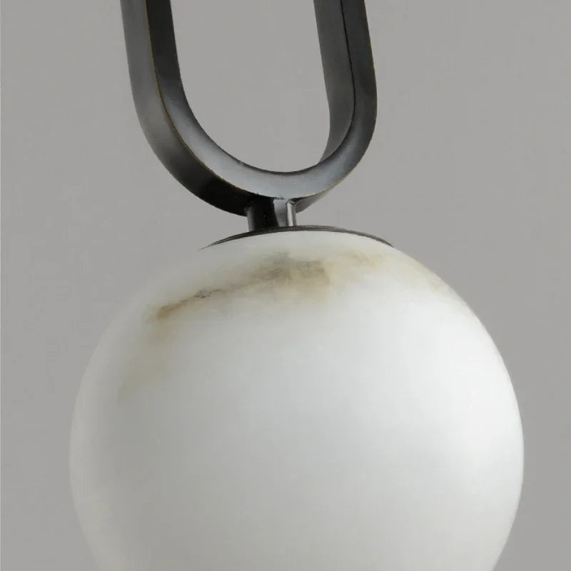 Stone Hanging Light Fixture Natural Marble Pendant with Copper Detail Black Gold for Kitchen Island Dining Room Bedroom Hotel Lobby Modern M | Thomler