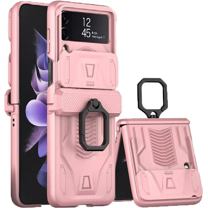 Foldable Phone Protective Cover with Magnetic Kickstand Ring for Samsung Galaxy Z Flip 4 & Z Flip 3 – Dual-Layer Shockproof Design | Thomler