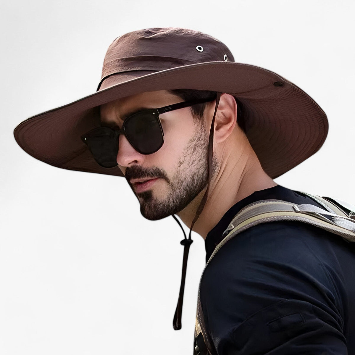 Wide-Brim Sun Hat with Mesh Ventilation & Adjustable Chin Strap for Men & Women – Lightweight Foldable Design for Hiking, Fishing, Beach & | Thomler