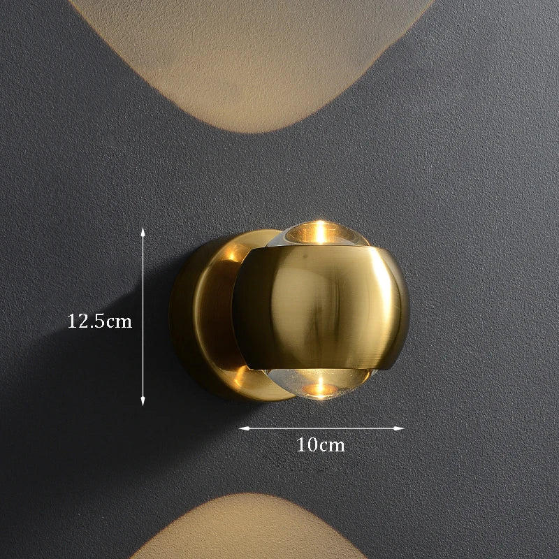 Contemporary Copper LED Wall Sconce Up Down Light for Entryway Hallway Bedroom Bathroom Gold Black Chrome | Thomler
