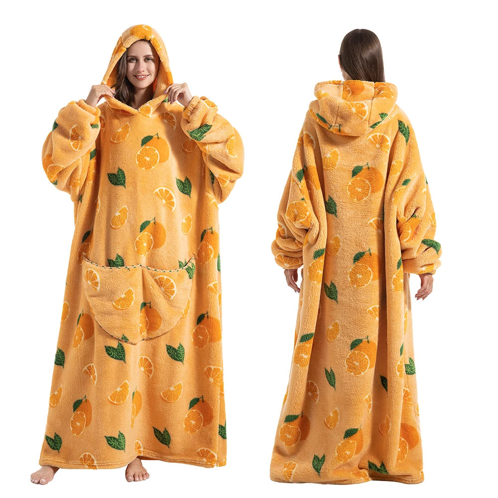 Oversized Wearable Throw with Sleeves – Ultra-Plush Hooded Wrap for All-Day Comfort – Sherpa Fleece Loungewear for Men & Women | Thomler