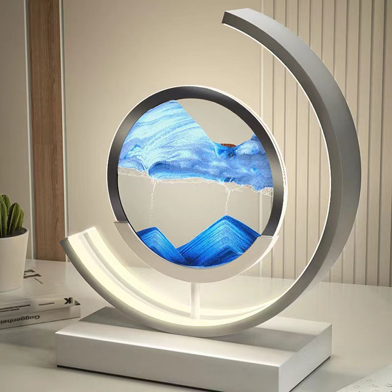 Rotating Sand Art LED Desk Lamp – Motion Sculpture with Warm Light for Office, Bedroom & Living Room Décor | Thomler