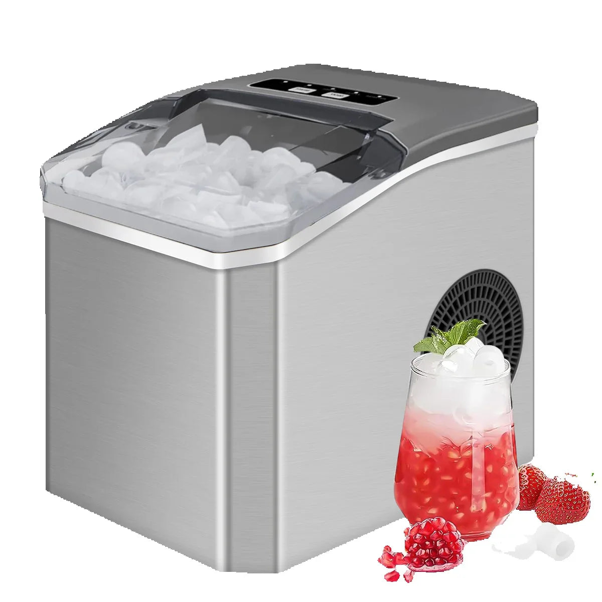 Ice Maker Stainless Steel 15.0 kg Daily Capacity Self Cleaning Kitchen Bar Office Countertop Machine Fast 9 Cube Production | Thomler