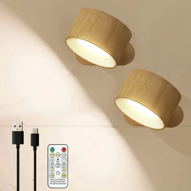 Rechargeable LED Wall Sconce – Magnetic Cylindrical Fixture with Remote Control for Bedroom & Living Room | Thomler