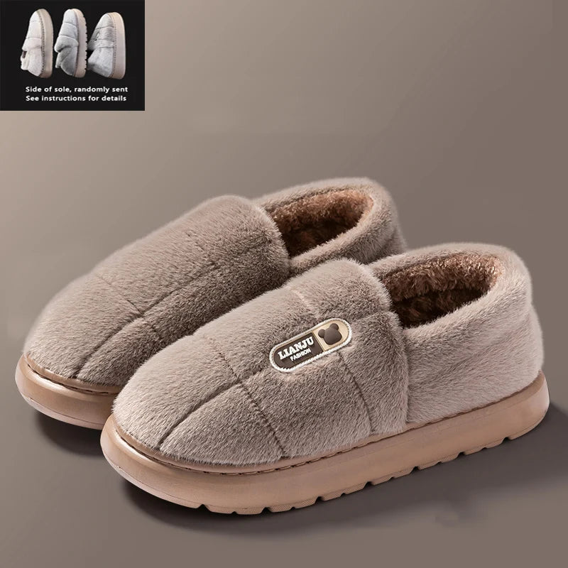 Fleece-Lined Indoor Slippers for Men & Women – Slip-Resistant Cotton House Shoes with Cushioned Insole, Extended Sizes Available | Thomler